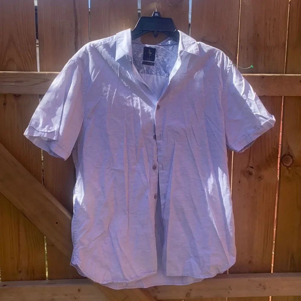 Denim and flower button Down shirt sz. L